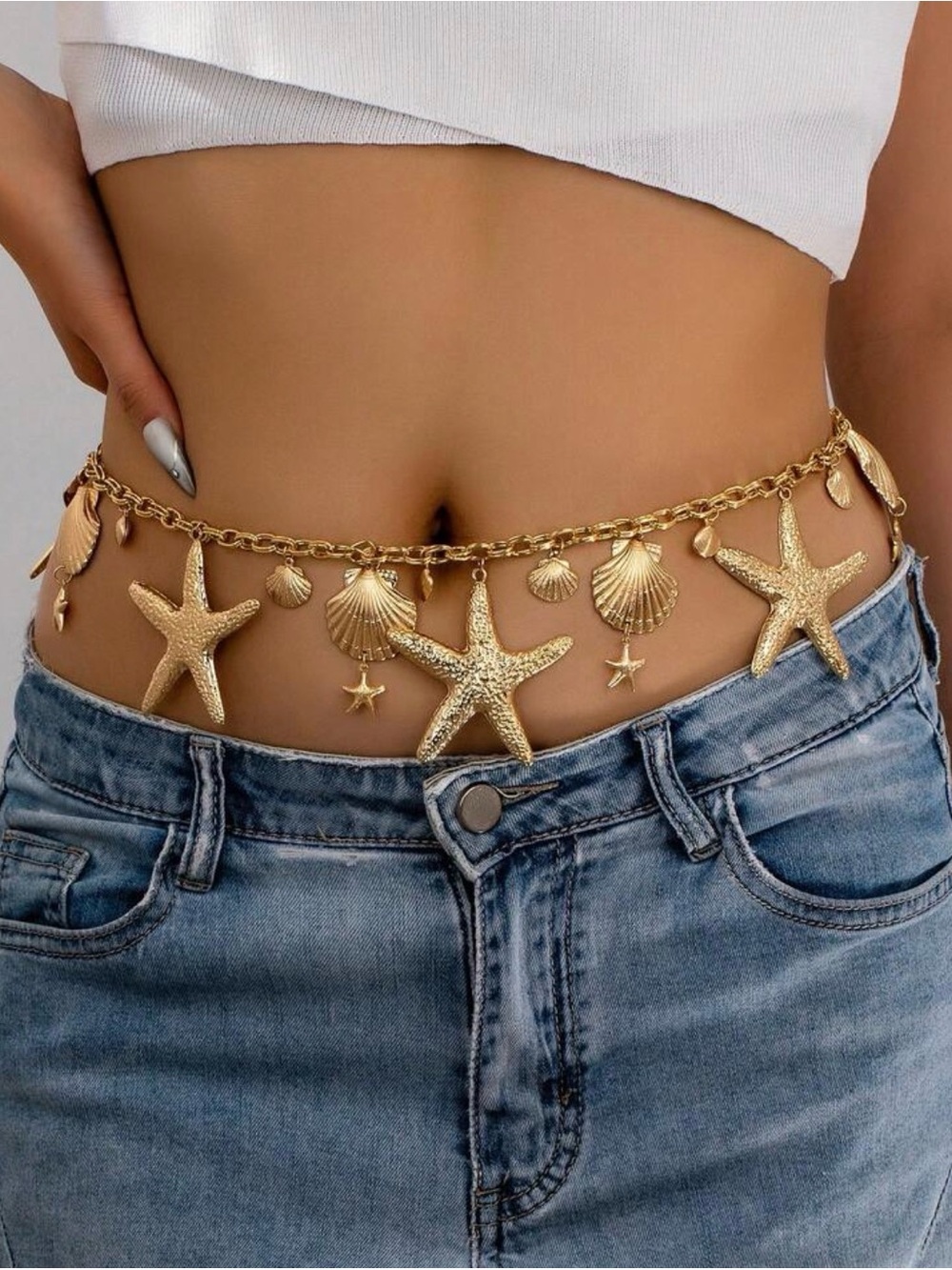 Starfish & Shell Charm Waist Chain belt - Picture 1 of 5